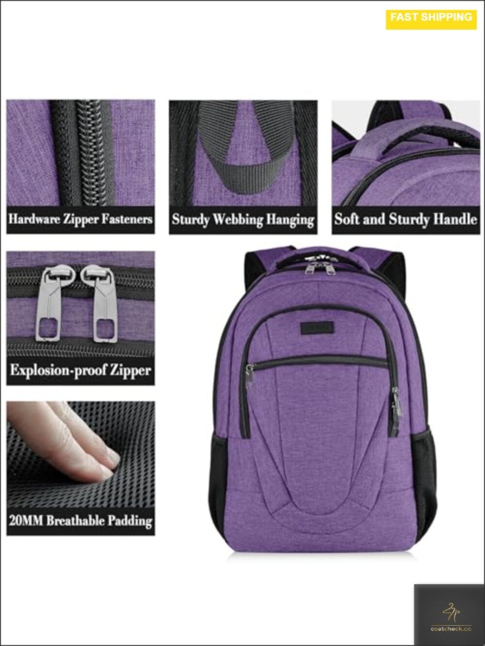 Water Resistant Extra Large Laptop Backpack for School Travel Business - Picture 2 of 4